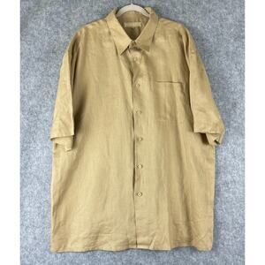 Inserch Linen Shirt Men 3XL Tan‎ Beige Button Up Short Sleeve Minimal Coastal